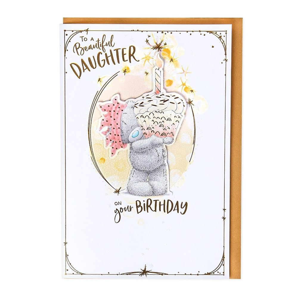 Bear And Large Cupcake Daughter Birthday Card