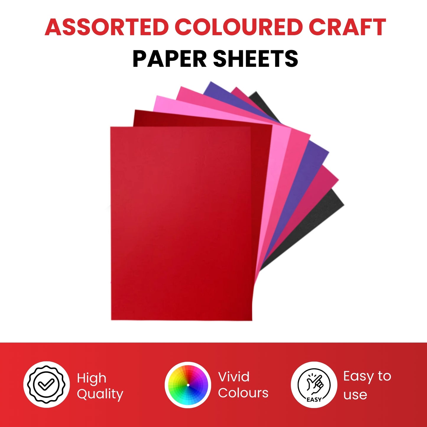 Pack of 800 A4 Assorted Valentine's Day Coloured 75gsm Craft Paper Sheets – 8 Colours (100 each)