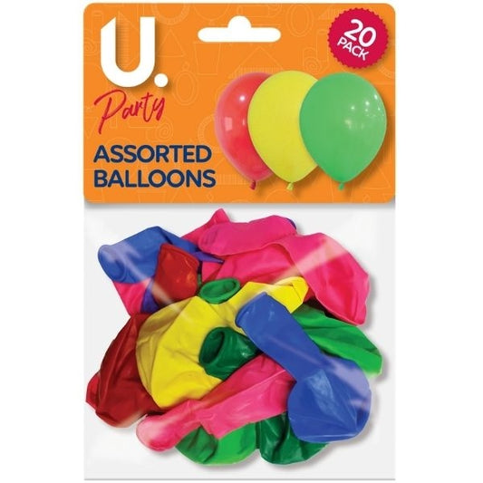 Pack of 20 Assorted Coloured Balloons