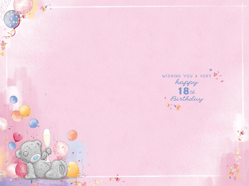 Bear Holding Balloons Embellished 18th Birthday Card