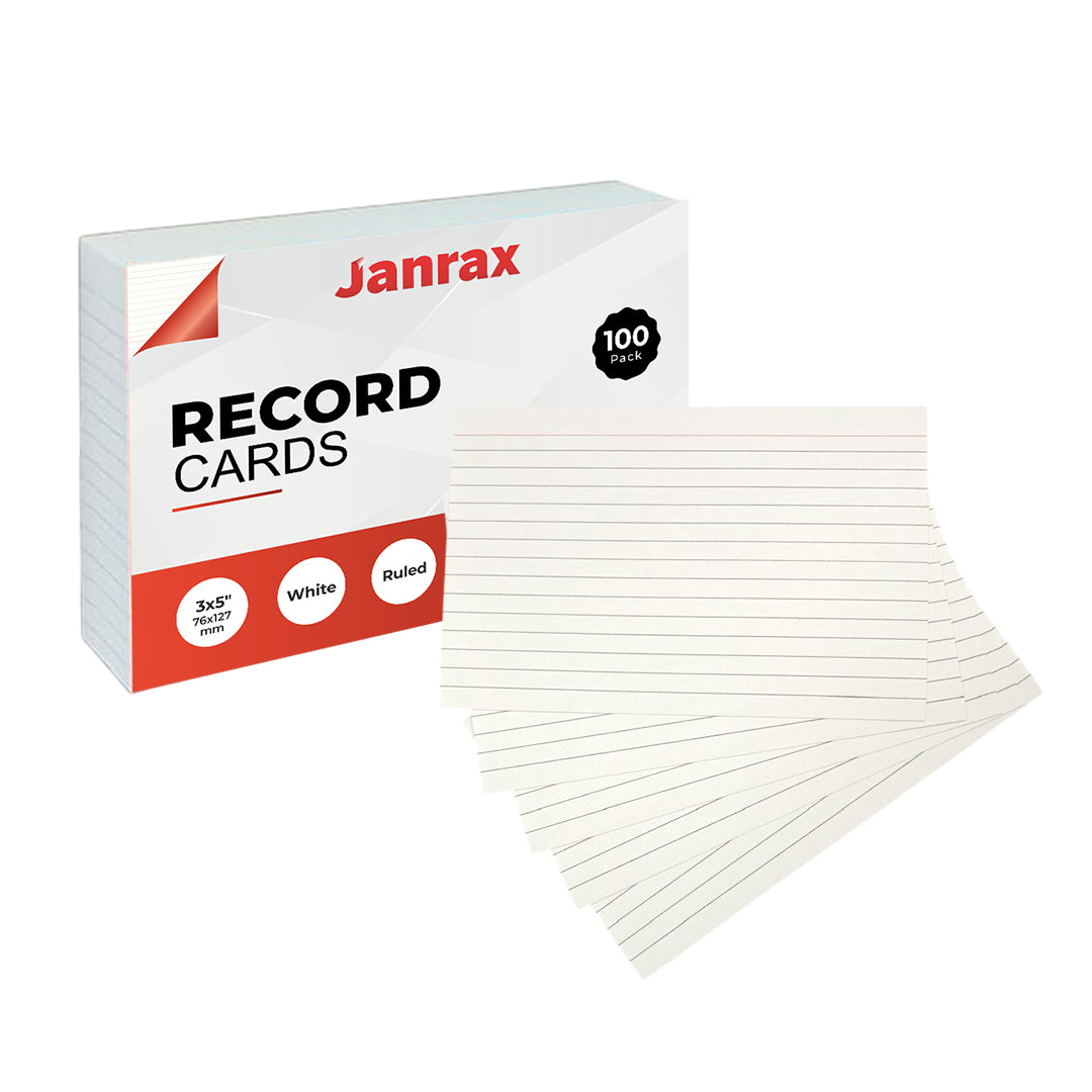 Pack of 1200 White Ruled 5x3" Record Cards – Lined Study Index Cards for Notes, Revision