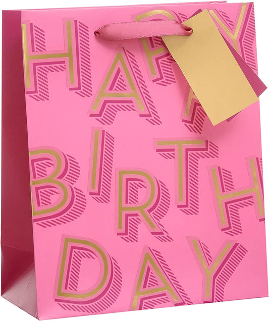 Pink Happy Birthday Medium Gift Bag For Her, Female