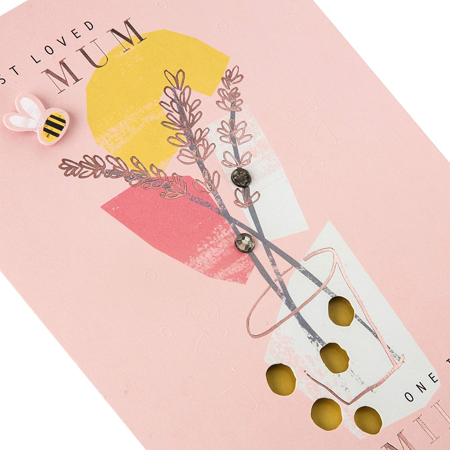 Most Loved Mum Floral with Bee Attachment Mother's Day Card