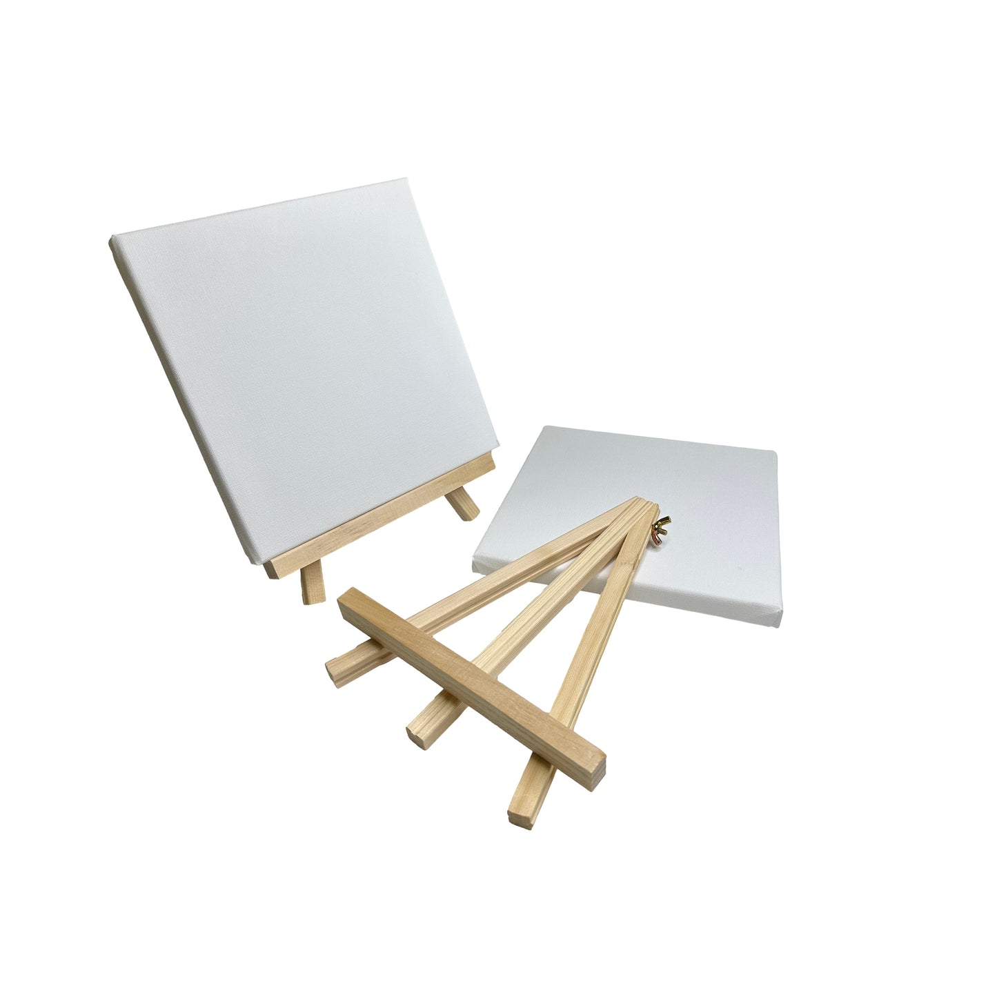 Pack of 6 20x20cm Canvas and Wooden Easel Sets