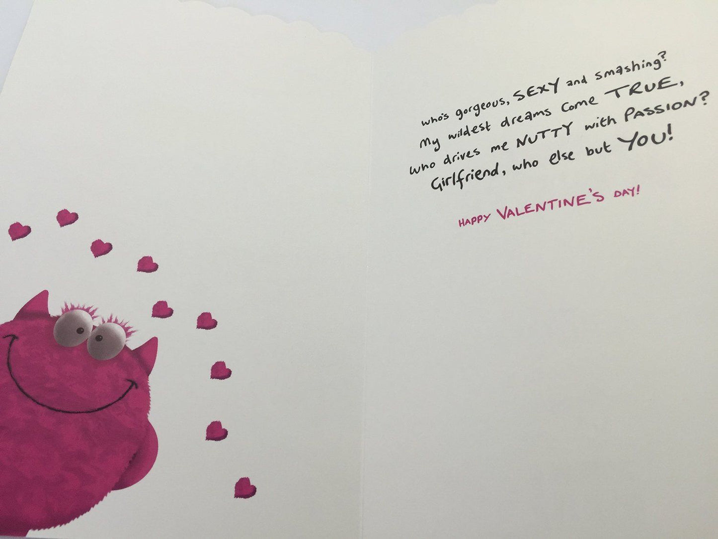 To Girlfriend Love Monster Wobbly Eyes Valentine's Day Card