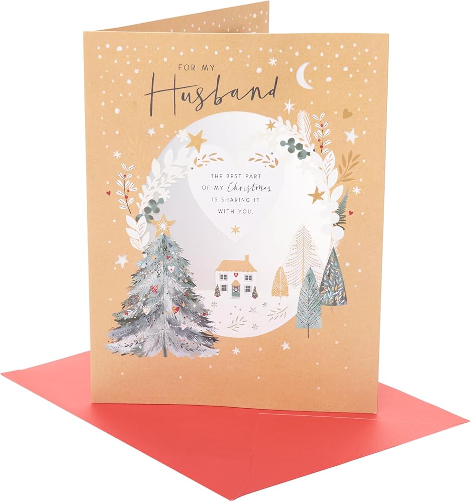 House and Trees Scene Husband Christmas Card