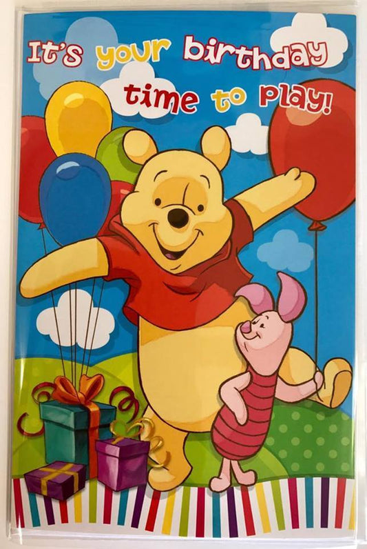 Winnie the pooh It's Your Birthday Time To Play Open Anyone New Greeting Card 