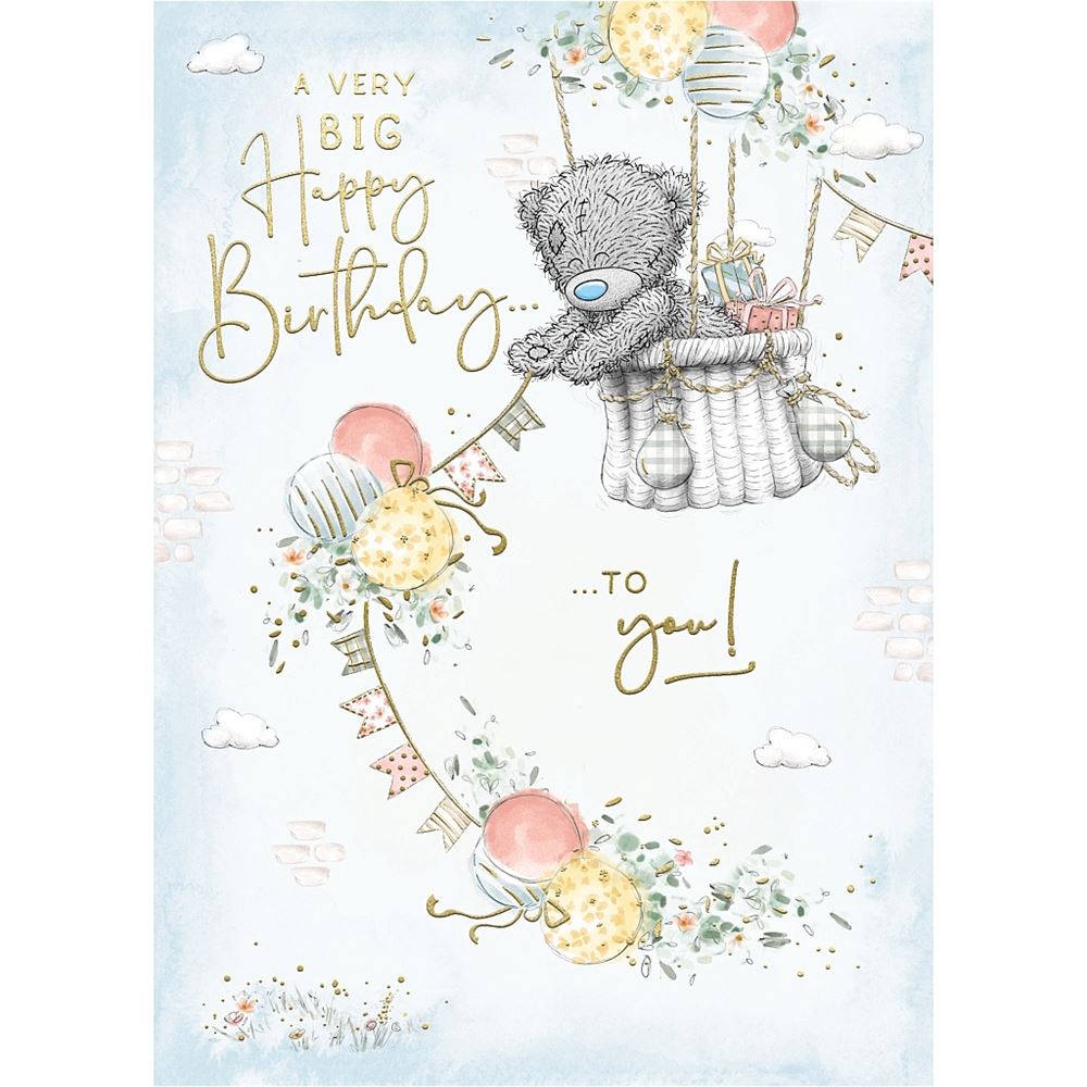Bear In Hot Air Balloon Birthday Card