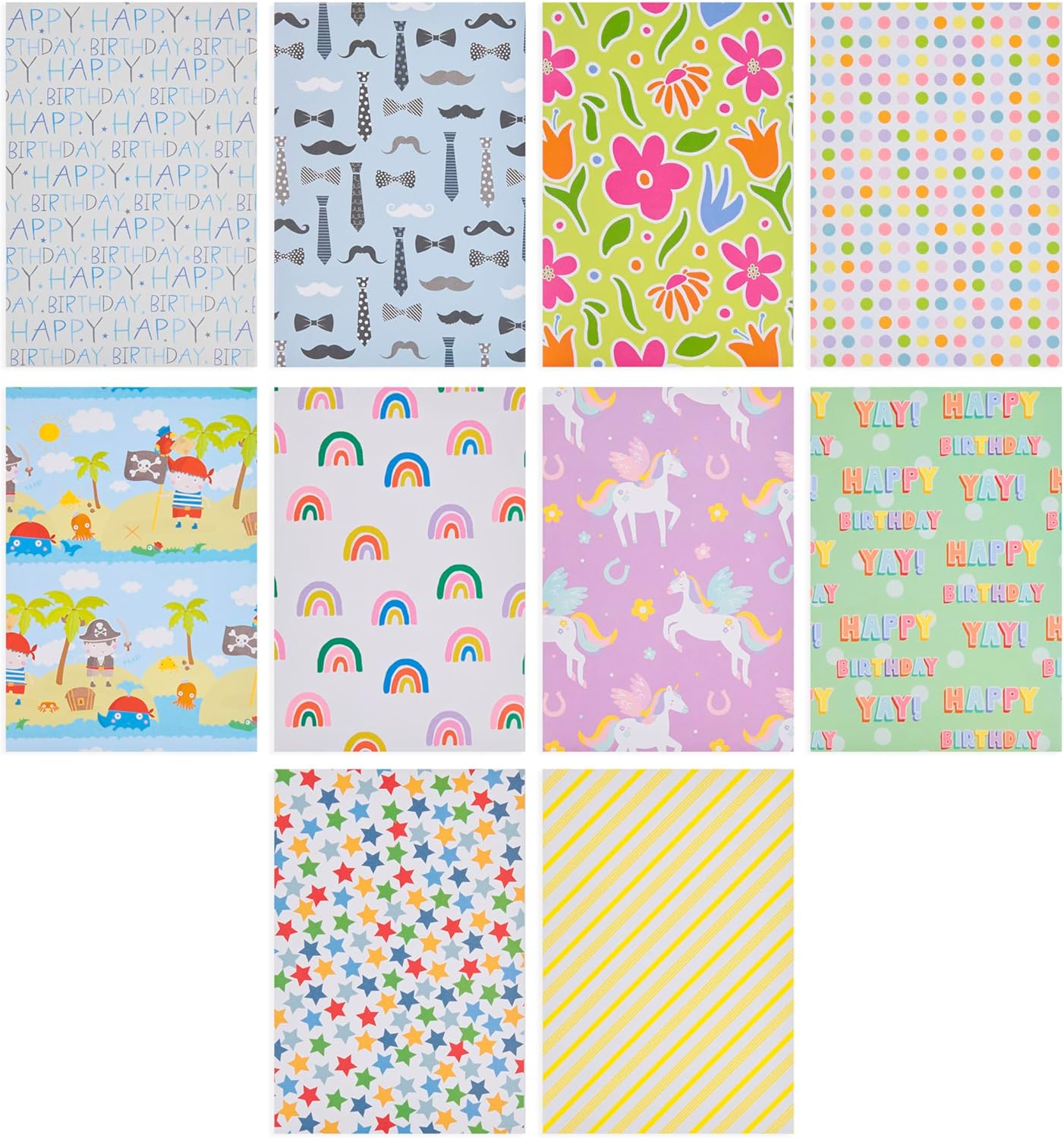Multipack of 20 Assorted Gift Wrap Sheets for Birthdays & Other Events Includes Keepsake Box