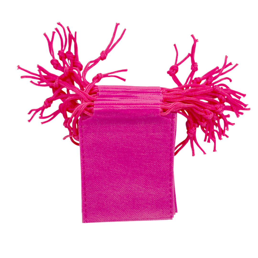 Pack of 50 Pink Coloured 12x9cm Non-Woven Drawstring Bags