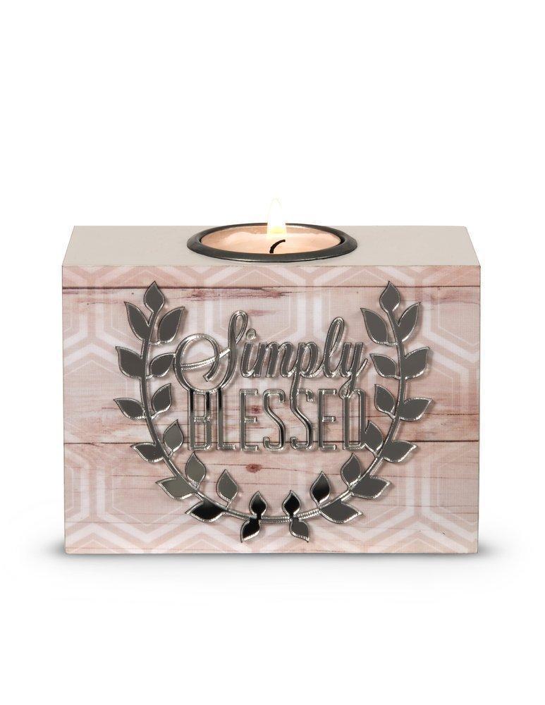 Simply Blessed Tea Light Holder, Radiant Reflections, 4-1/2 by 3-1/4-Inch Simply Blessed