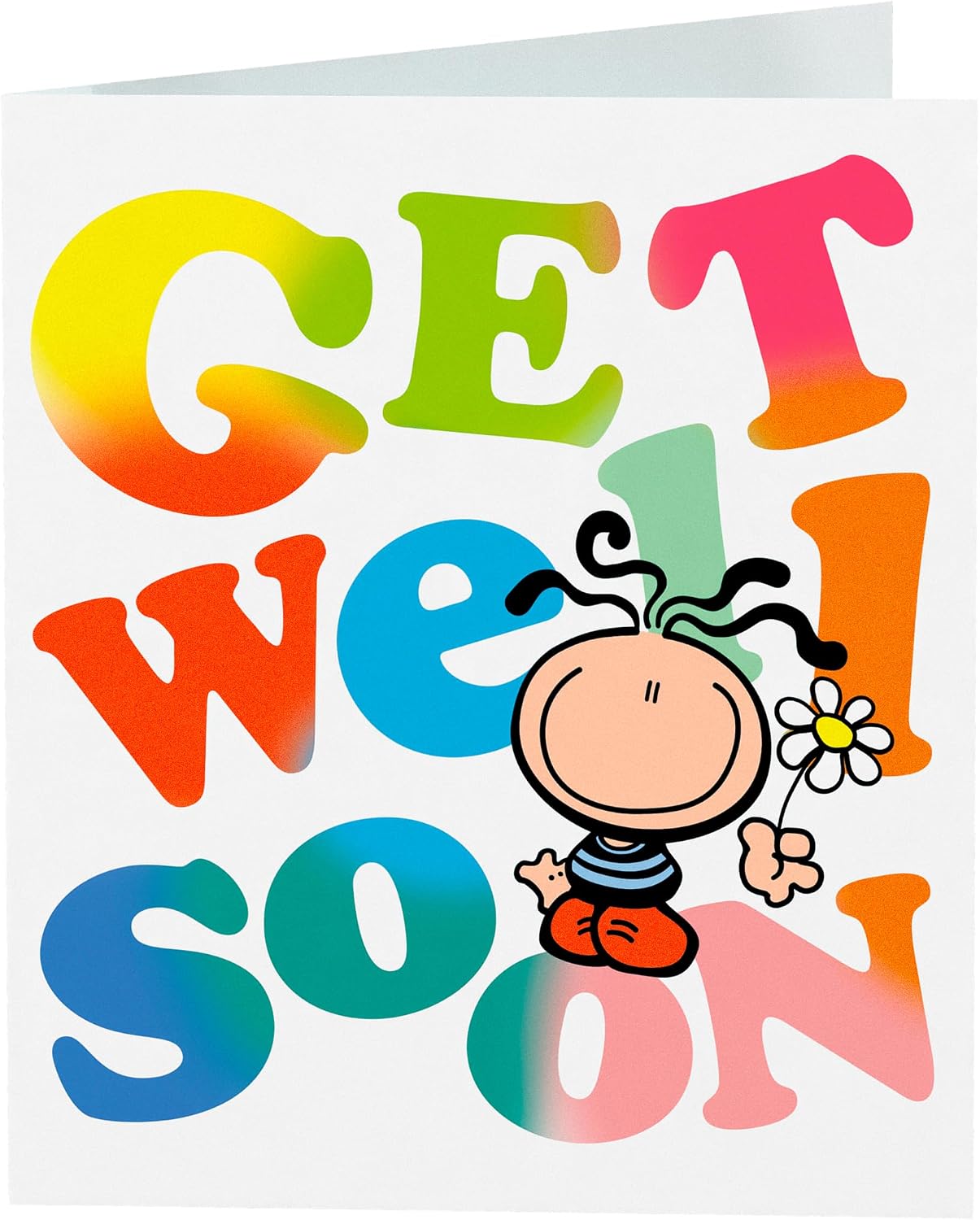 Character with Flower Get Well Soon Card