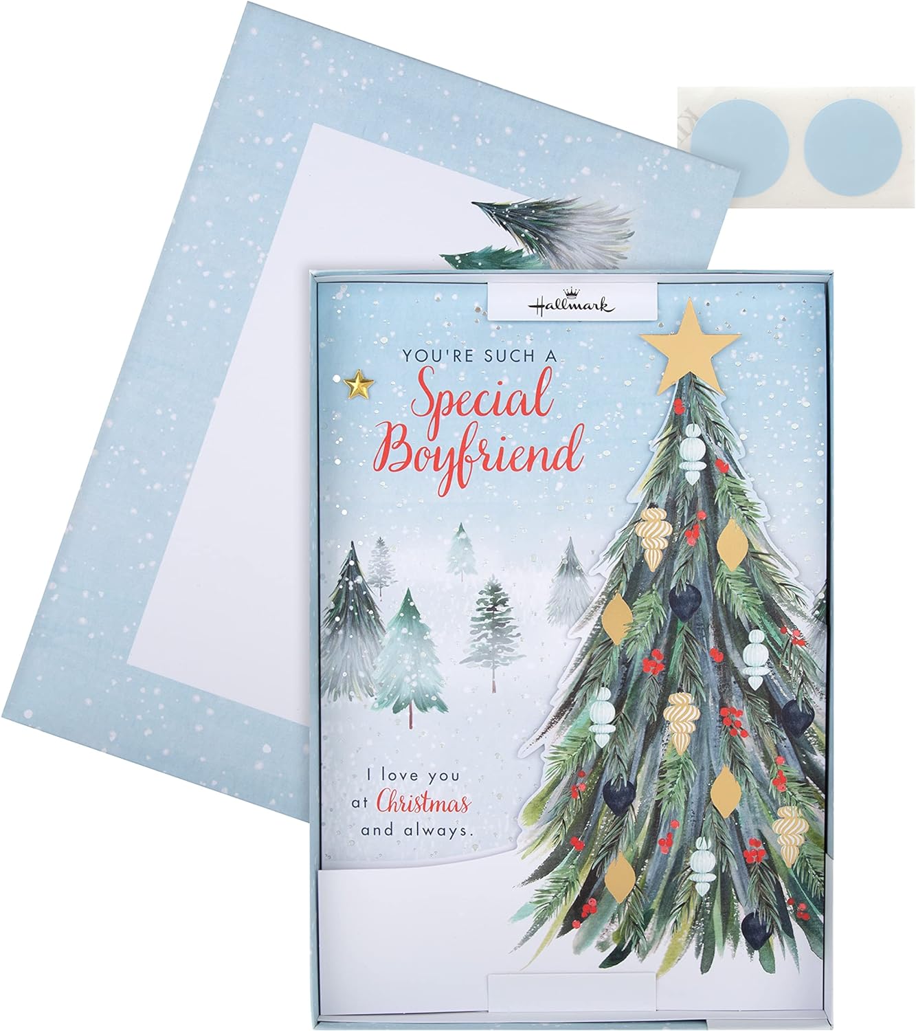 Classic Winter Scene with Tree Design Boxed Christmas Card for Boyfriend