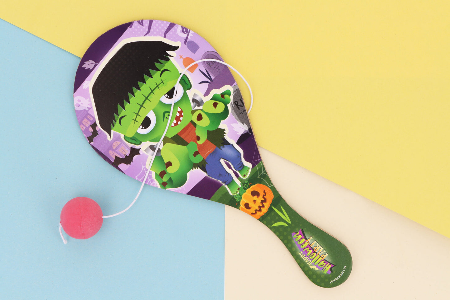 Wooden Halloween Paddle Bat and Ball Game