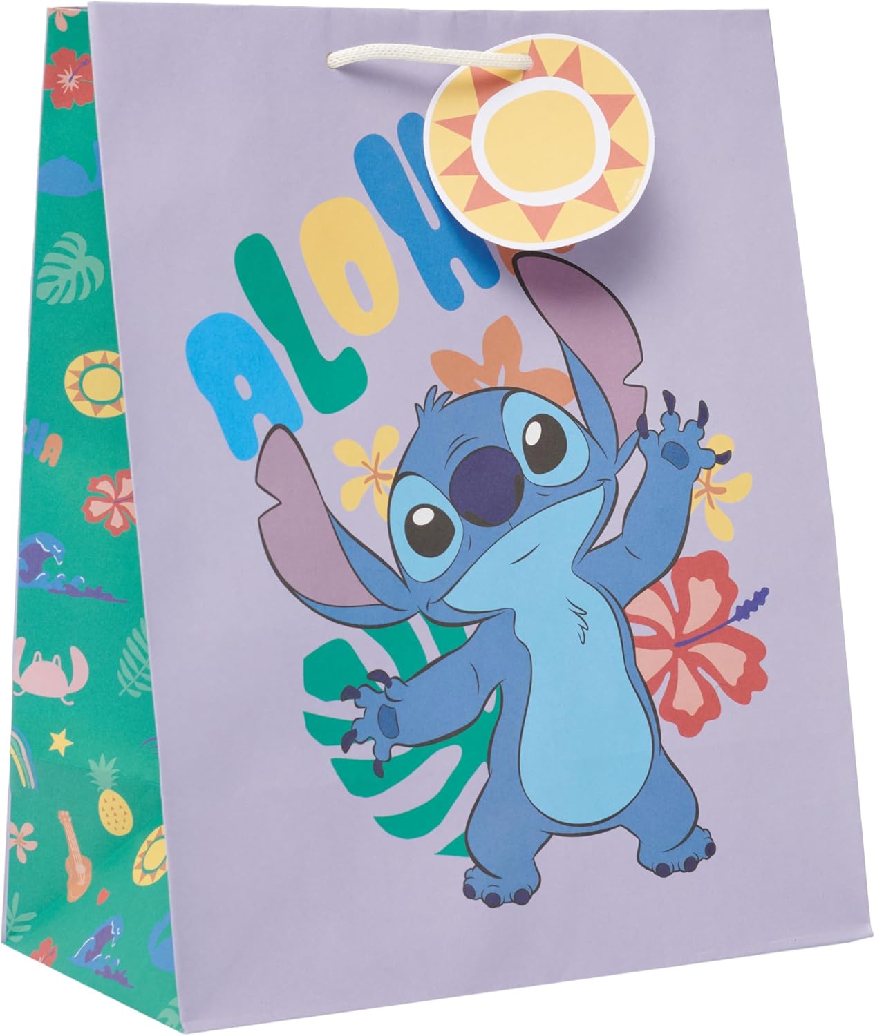 Disney Stitch Purple Design Large Gift Bag for Birthdays, Weddings, Mother's Day