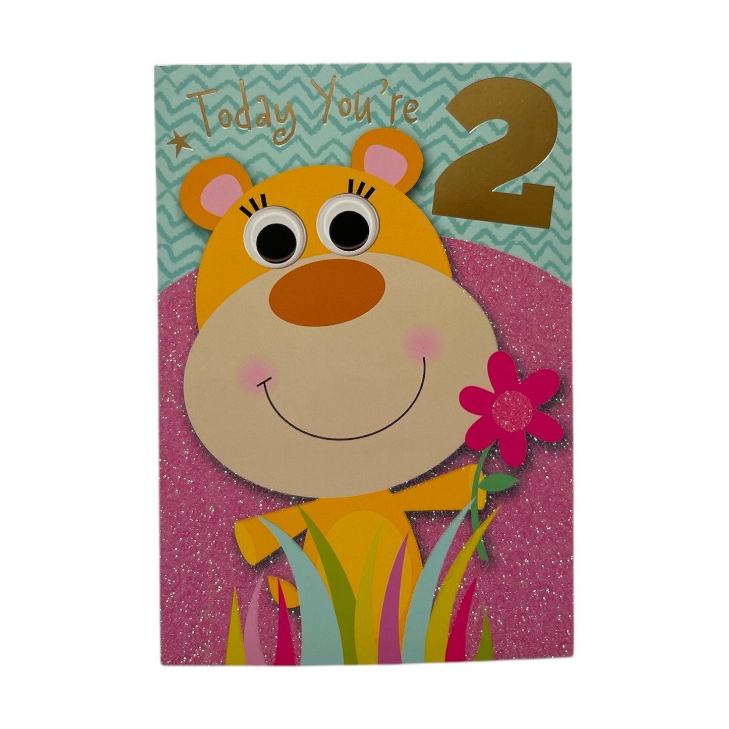 Age 02 Female Juvenile Cute Bear Design Birthday Card