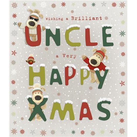 Uncle Christmas Card Boofles Wearing Hats and Jackets Design 