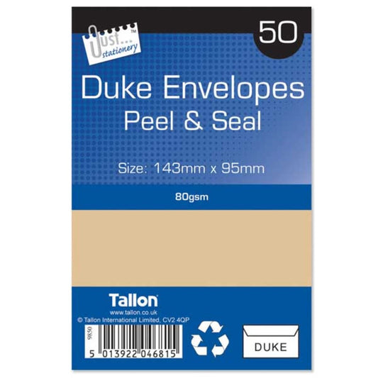 Just Stationery Peel & Seal Duke Manila Envelopes (Pack of 50)
