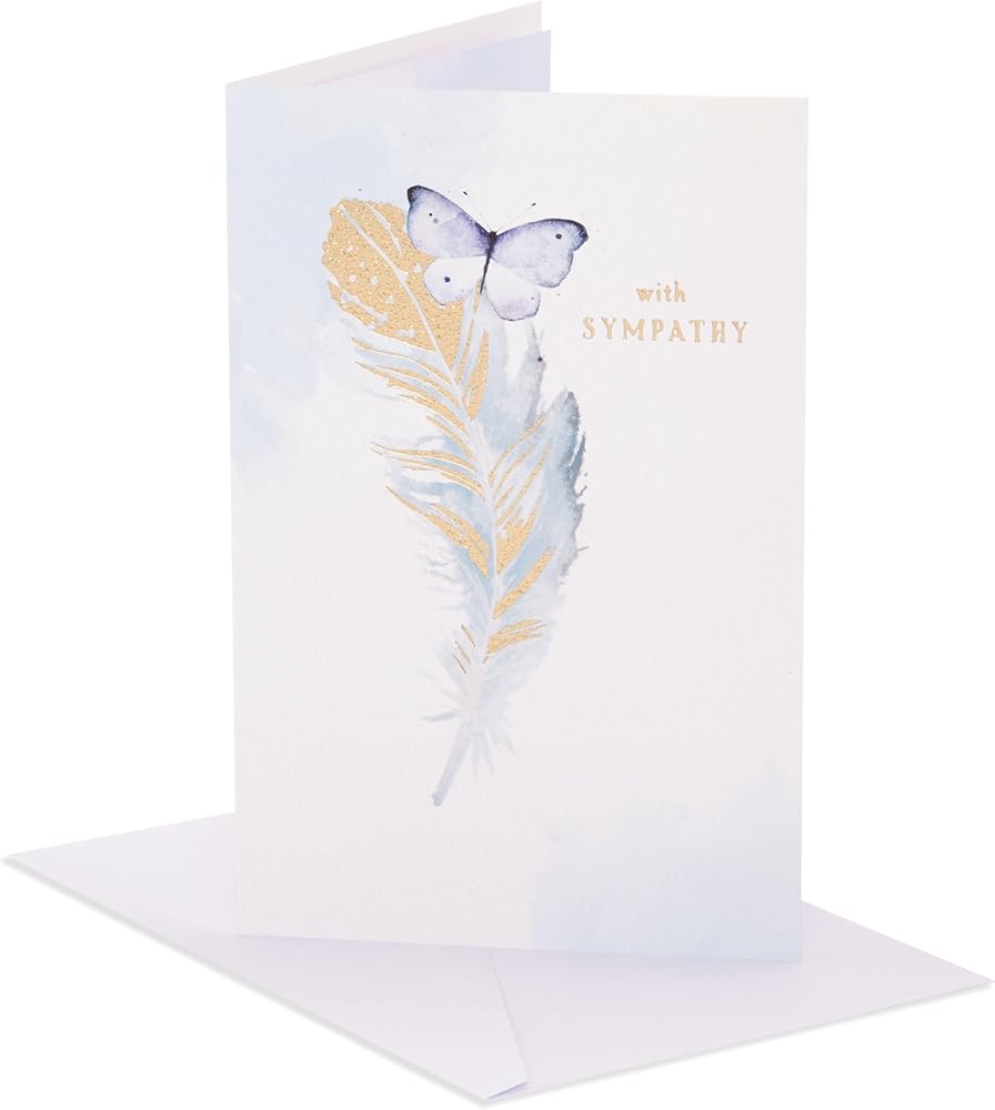 Feather & Butterfly Design Sympathy Card