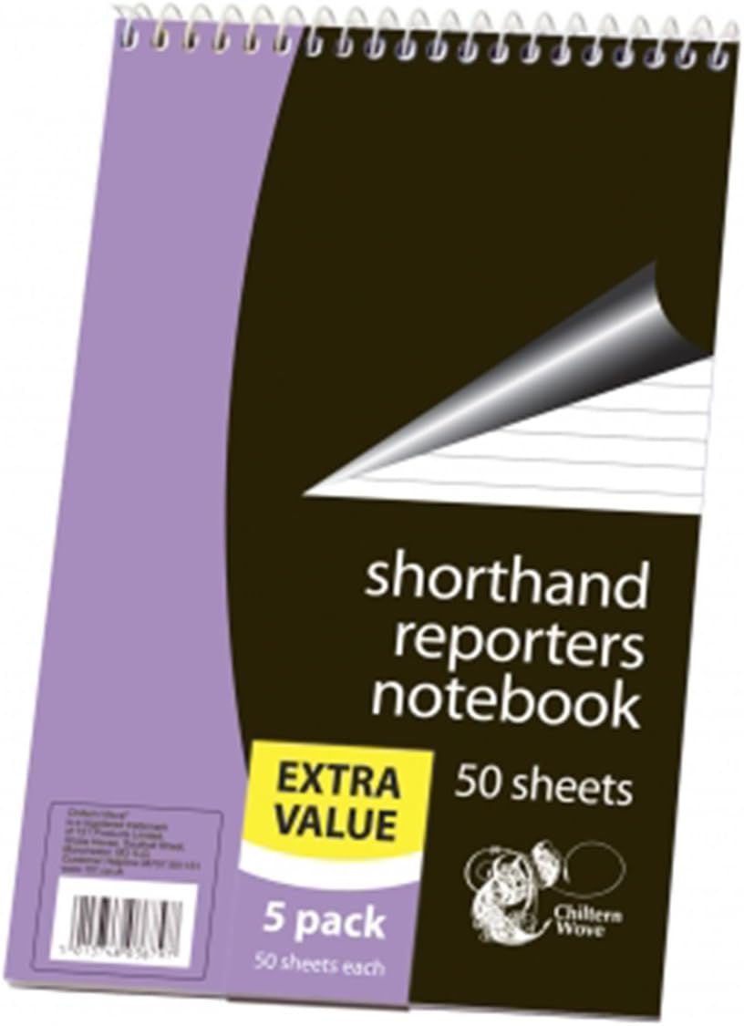 Pack of 5 Shorthand Reporters Notebooks 50 Sheets Per Book