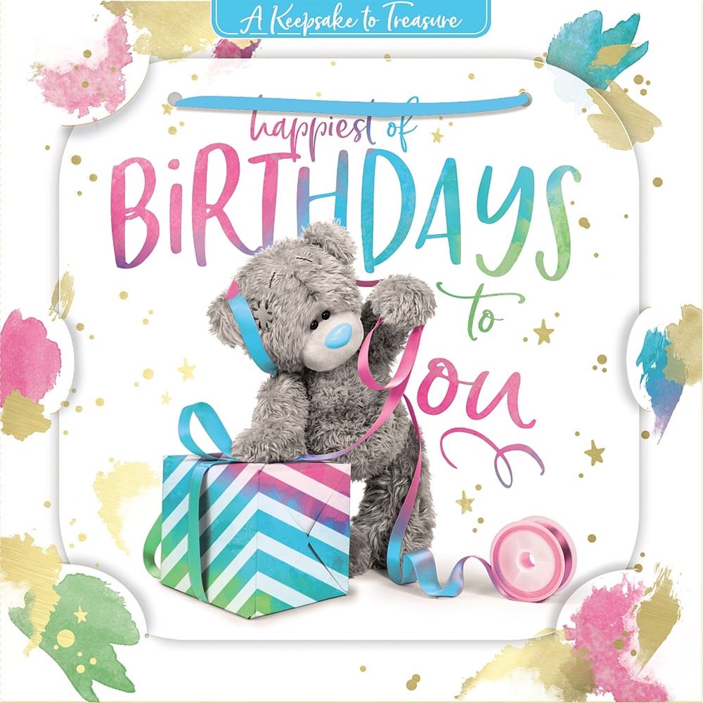 Bear Wrapping Gift 3D Luxury Keepsake Open Birthday Card