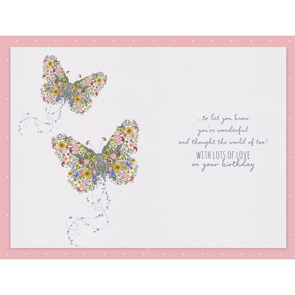 Floral Butterfly Design Sister Birthday Card