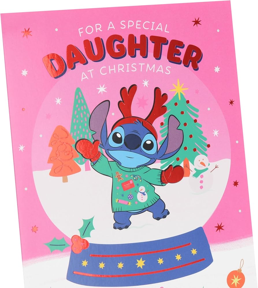 Stitch in Snowglobe Design Daughter Christmas Card