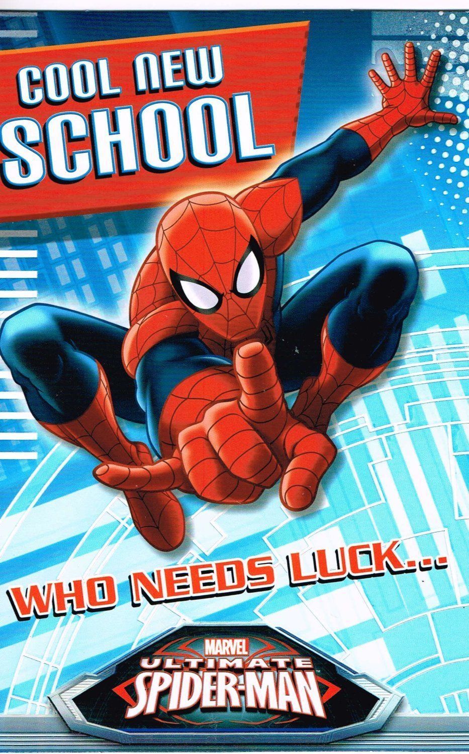 ultimate spiderman cool new school who needs luck... card