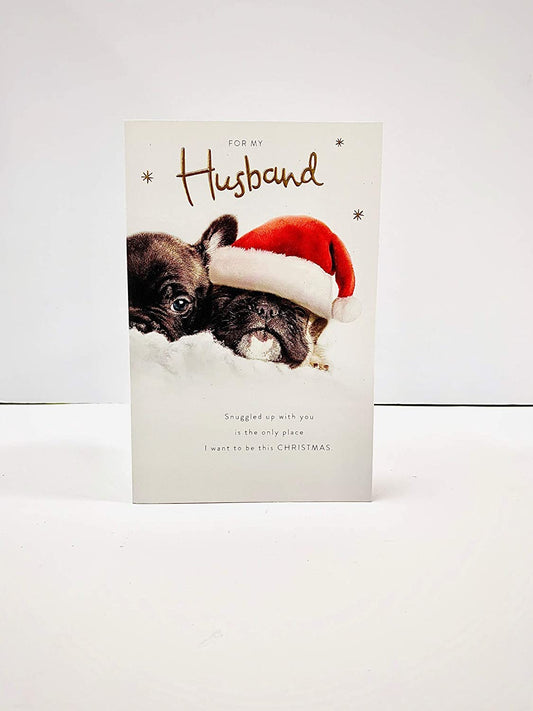 For My Husband Cute Puppies Design Christmas Card 