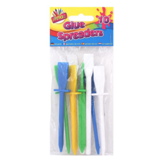 Pack of 10 Assorted Colours Plastic Glue Spreaders 
