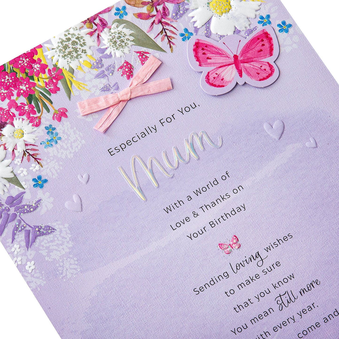 Purple Florals Design & Heartfelt Verse Mum Large Birthday Card