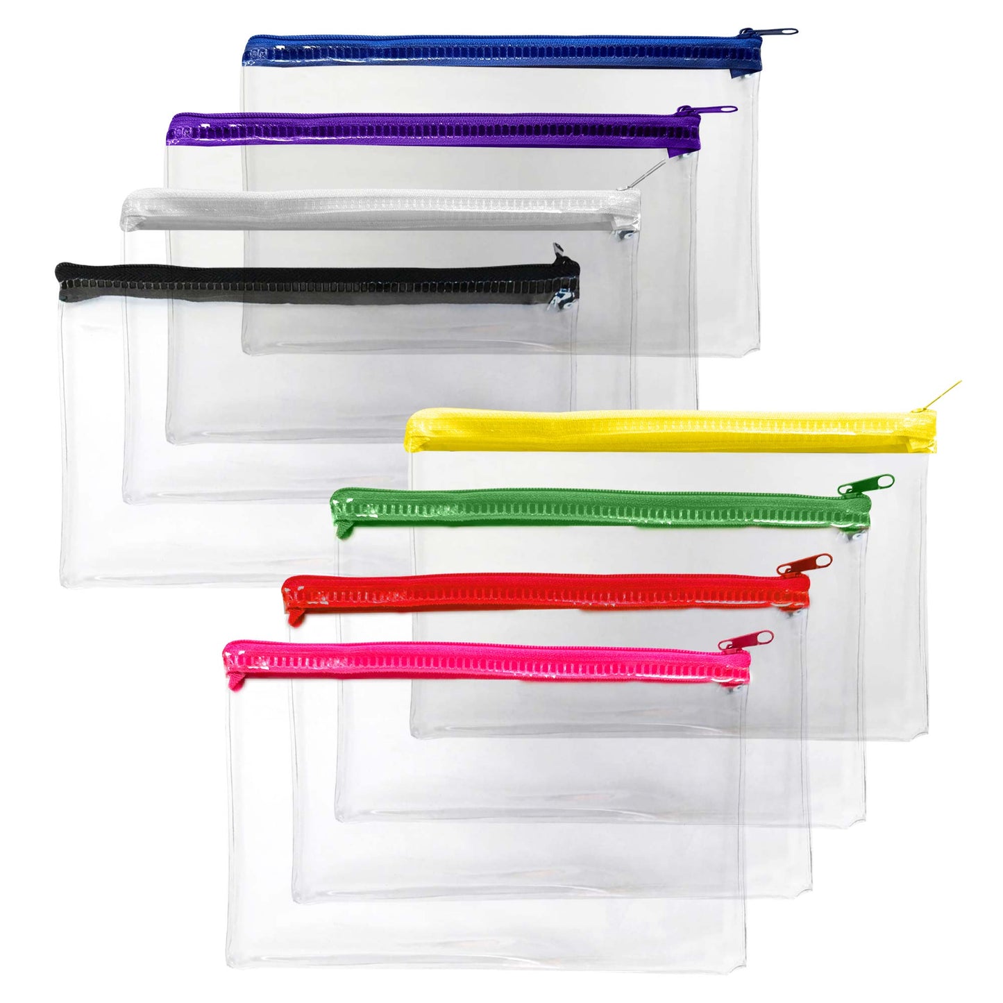 Pack of 36 Janrax 8x5" Assorted Colour Zip Clear Exam Pencil Cases