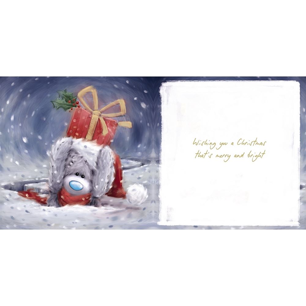Bear With Gift Softly Drawn Cute Christmas Card