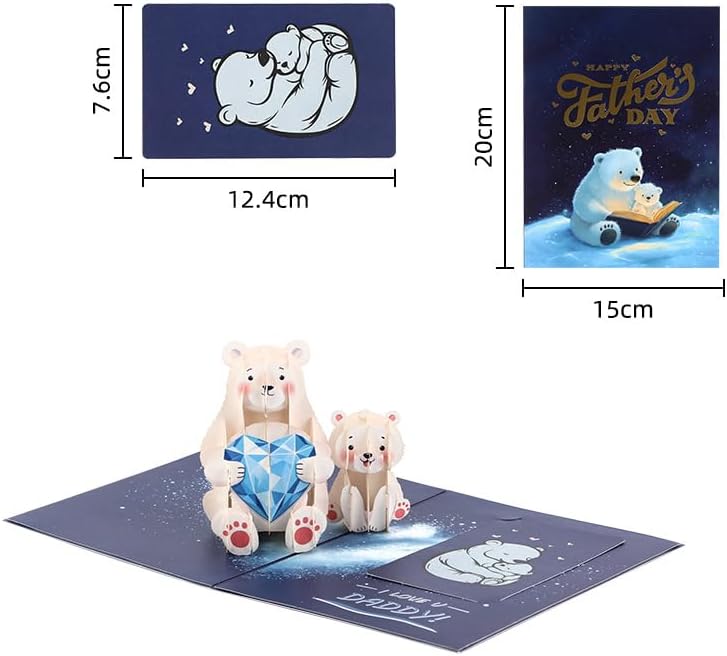 I Love You Daddy Polar Bear 3D Pop Up Father's Day Card