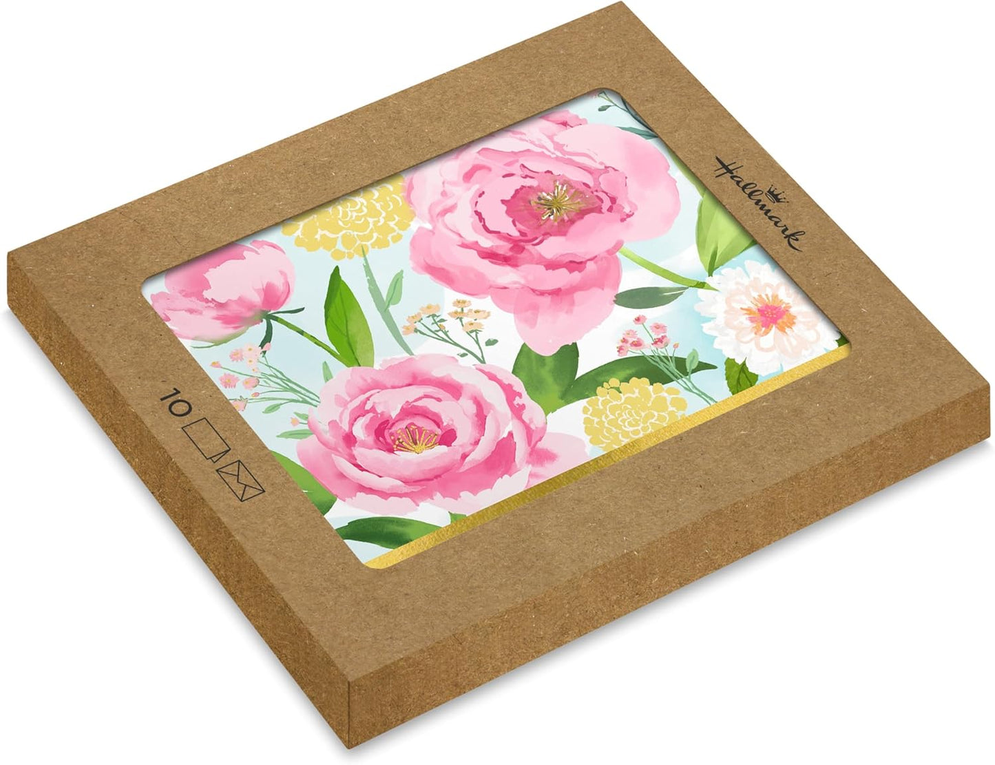 Illustrated Pink Floral Design Just to Say Multipack of 10 Cards with White Envelopes