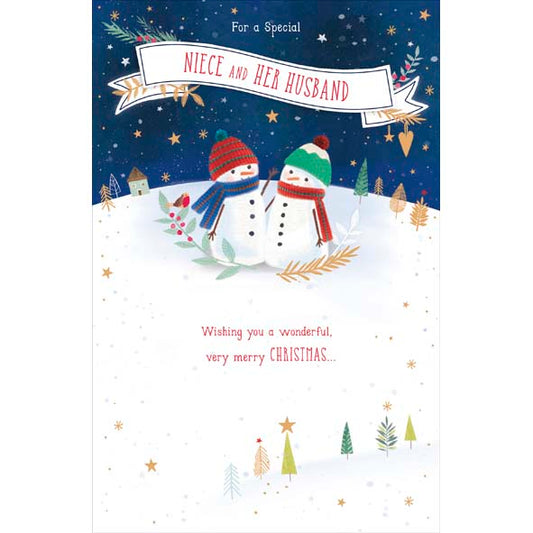 Couple Snowman Christmas Card For Niece and Her Husband