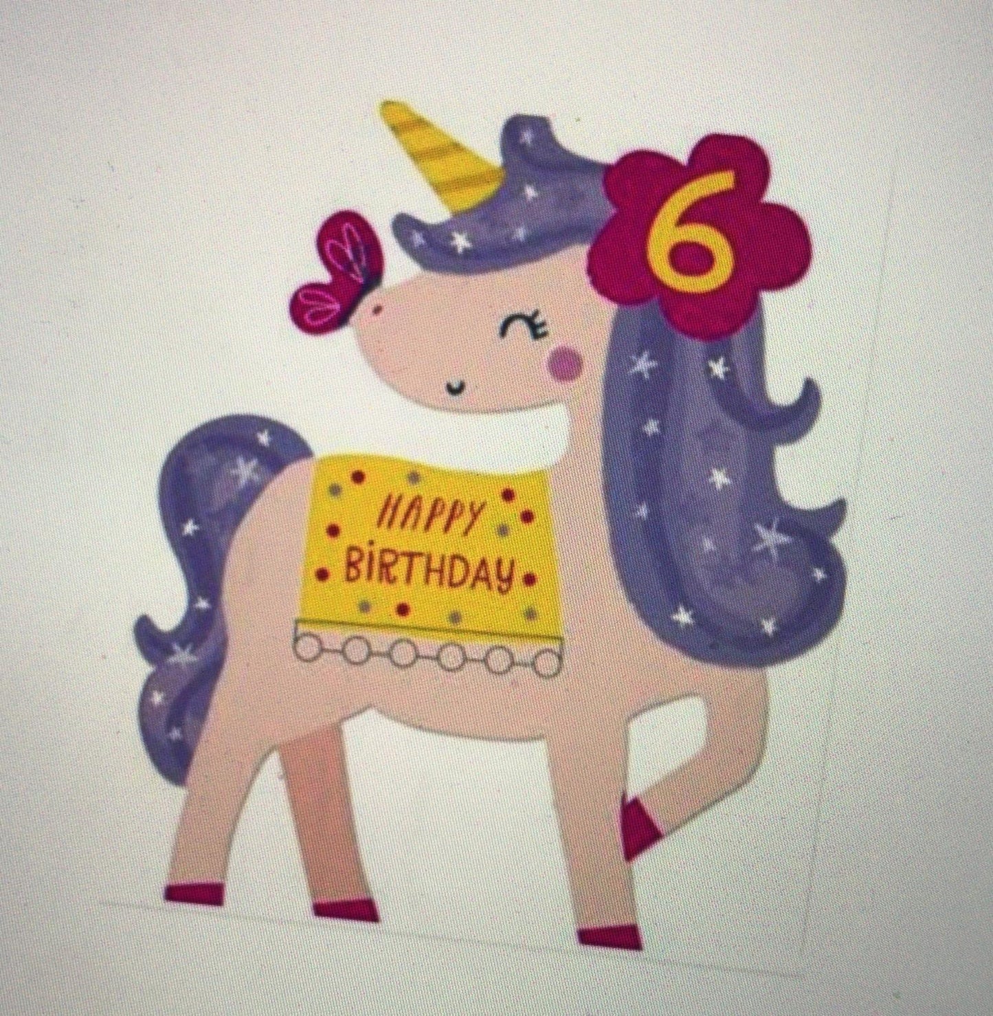 Girls Unicorn 6th Birthday Card Foil and Pom Pom Finish