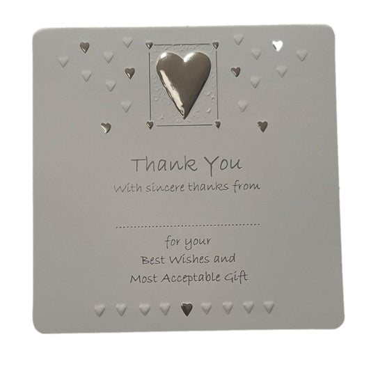 Luxury Wedding Thank You Cards - Pack of 10 - White & Silver
