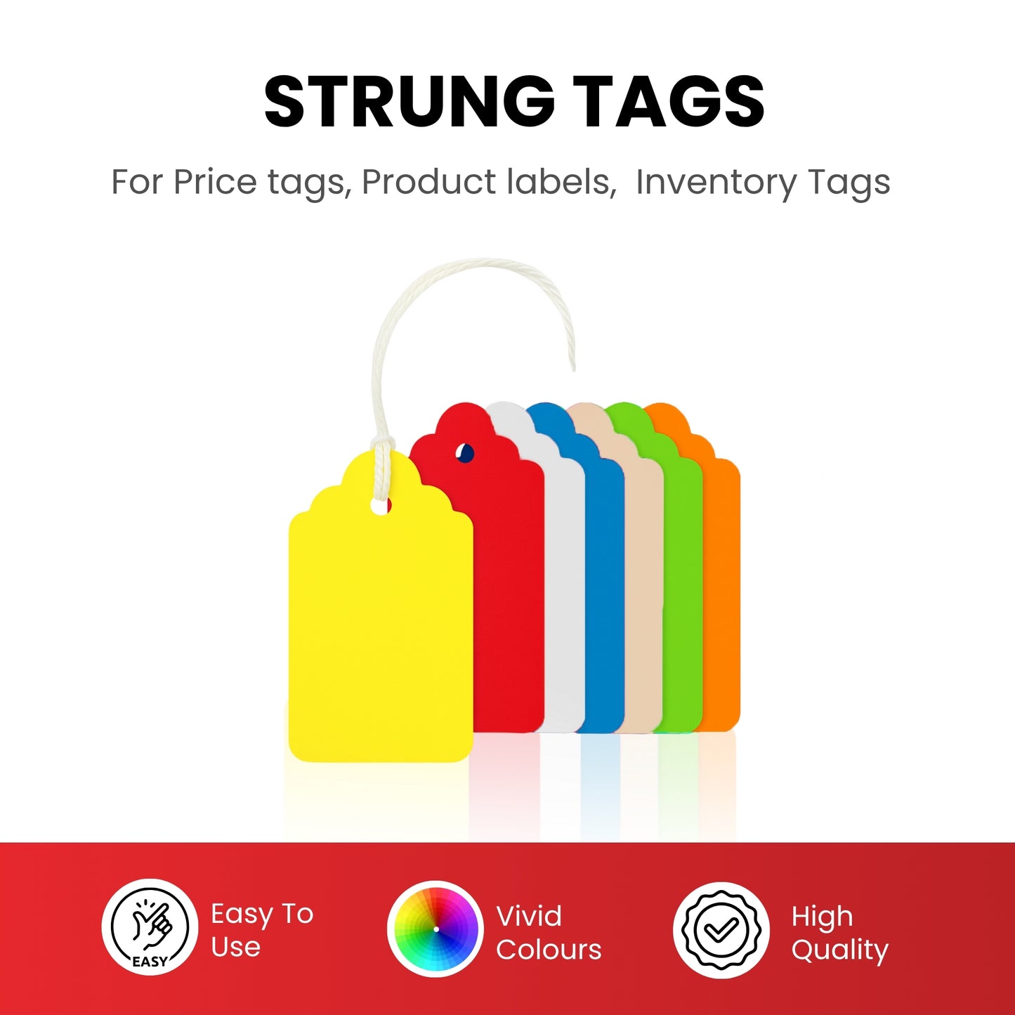 Pack of 1200 Small Buff Strung Tags 13 x 20mm