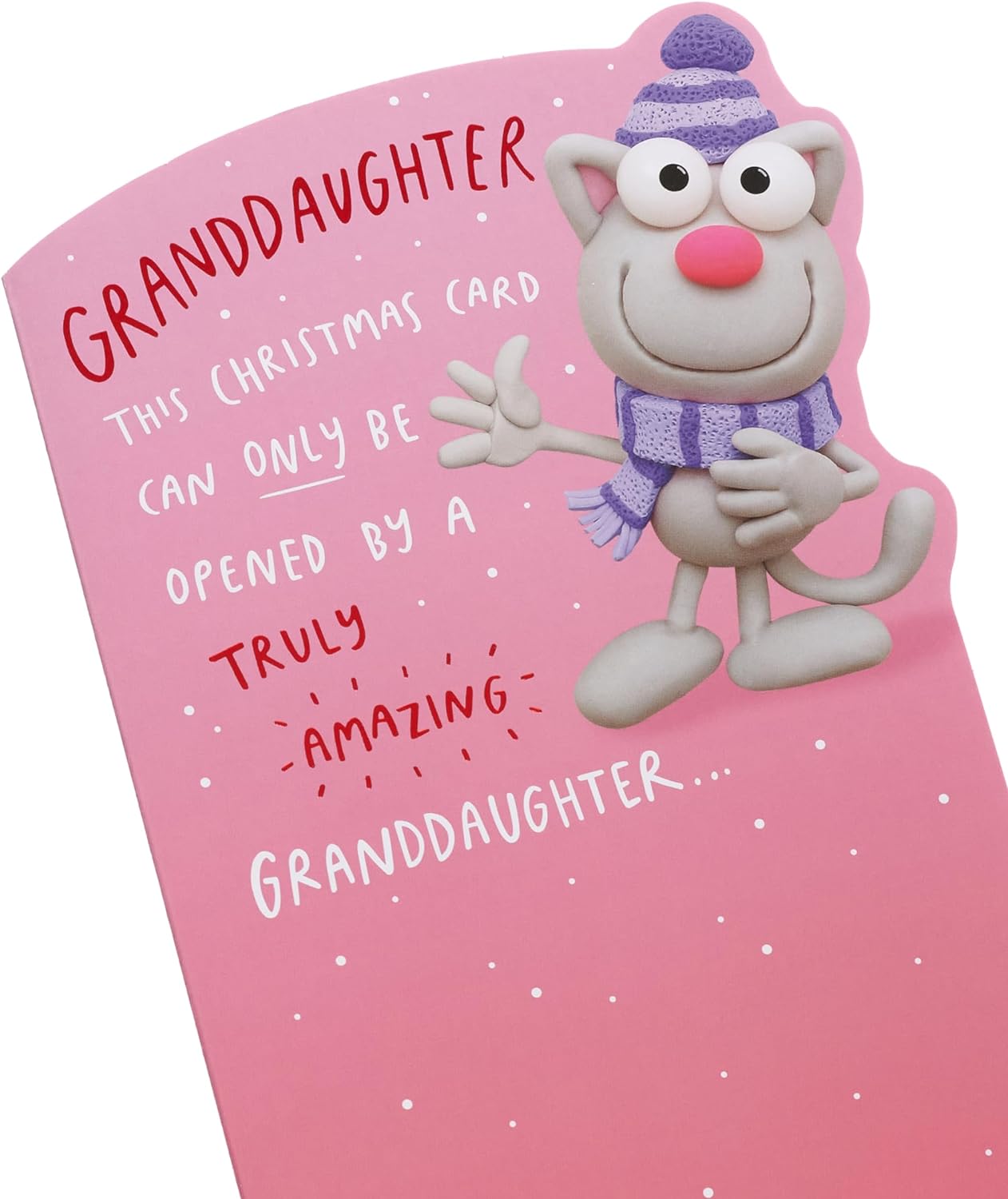 Granddaughter Christmas Card Cartoon Cat Design 
