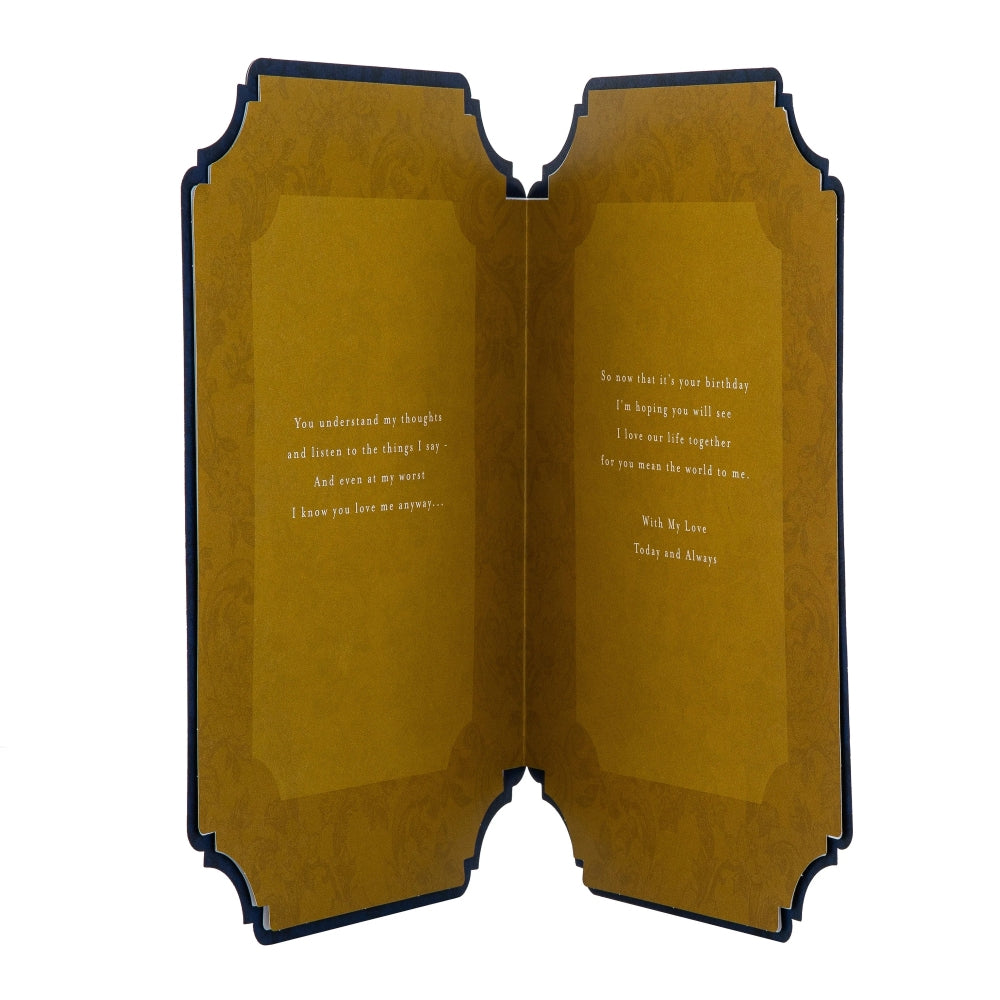 Blue with Traditional Floral Design with Heartfelt Verse Husband Birthday Card