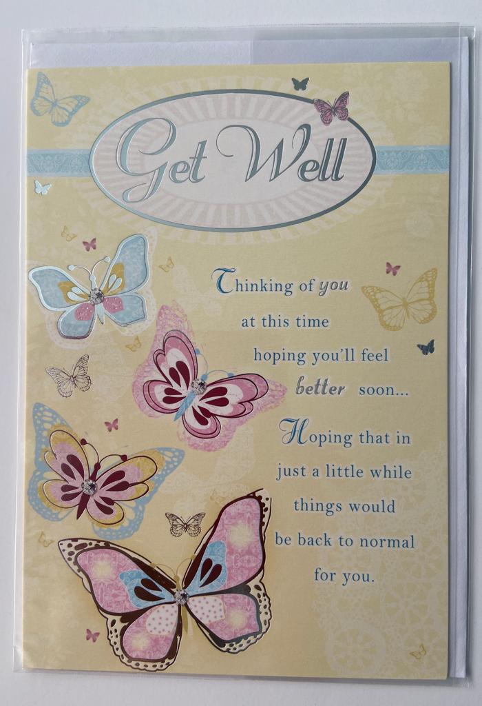 Butterfly Soft Whispers Get Well Greeting Card