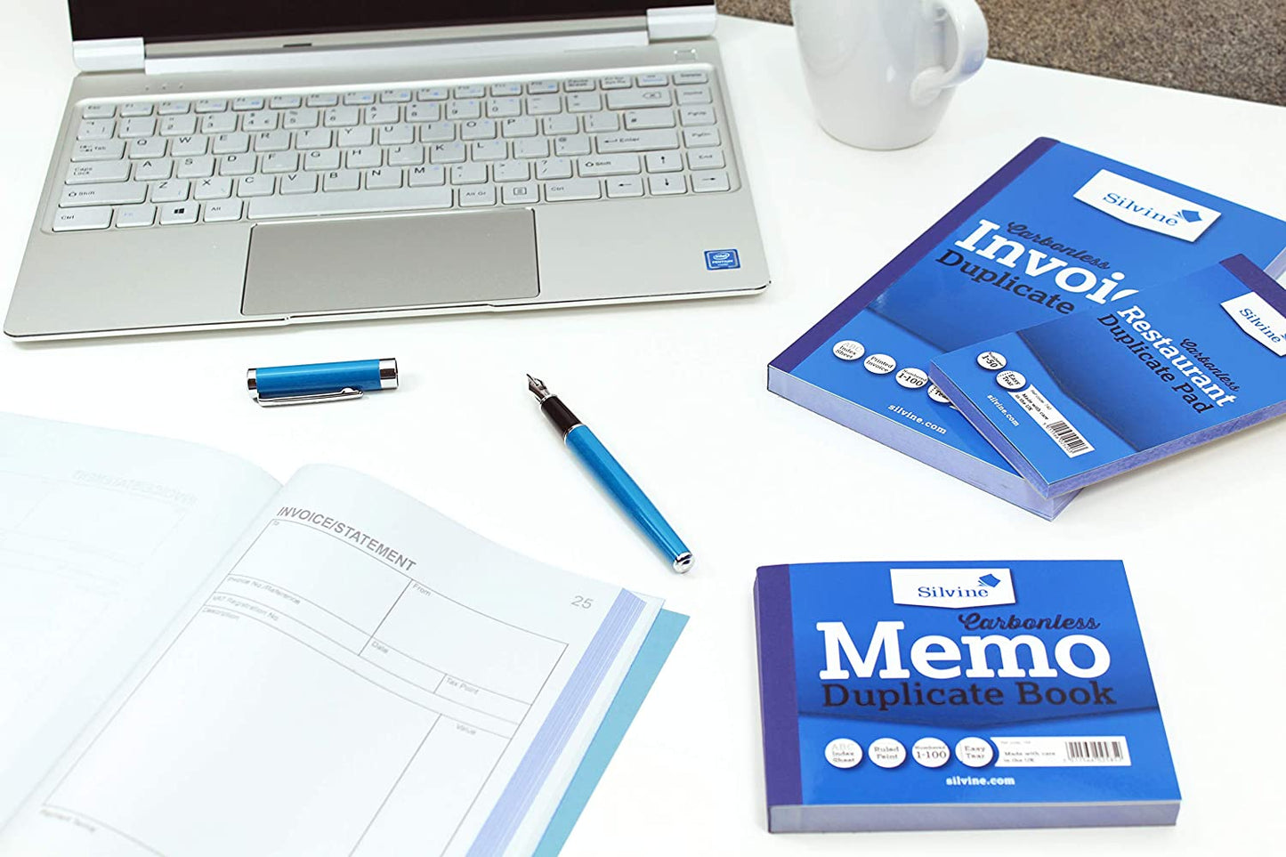 Pack of 6 Carbonless Duplicate Multiple VAT Invoice Books 8.25"x5" (210 x 127mm)