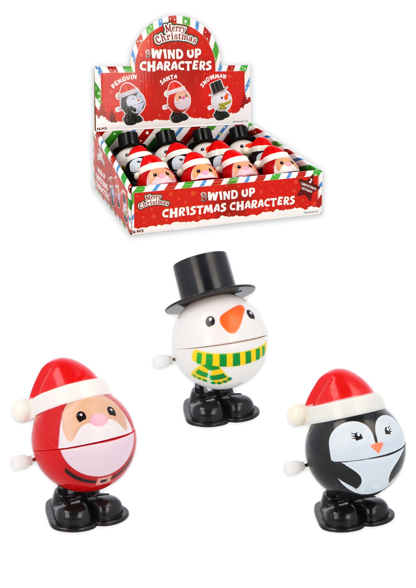 Pack of 6 Clockwork Wind Up Christmas Characters (6.5cm)