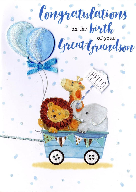 Just To Say New Baby Great-Grandson Congratulations Card