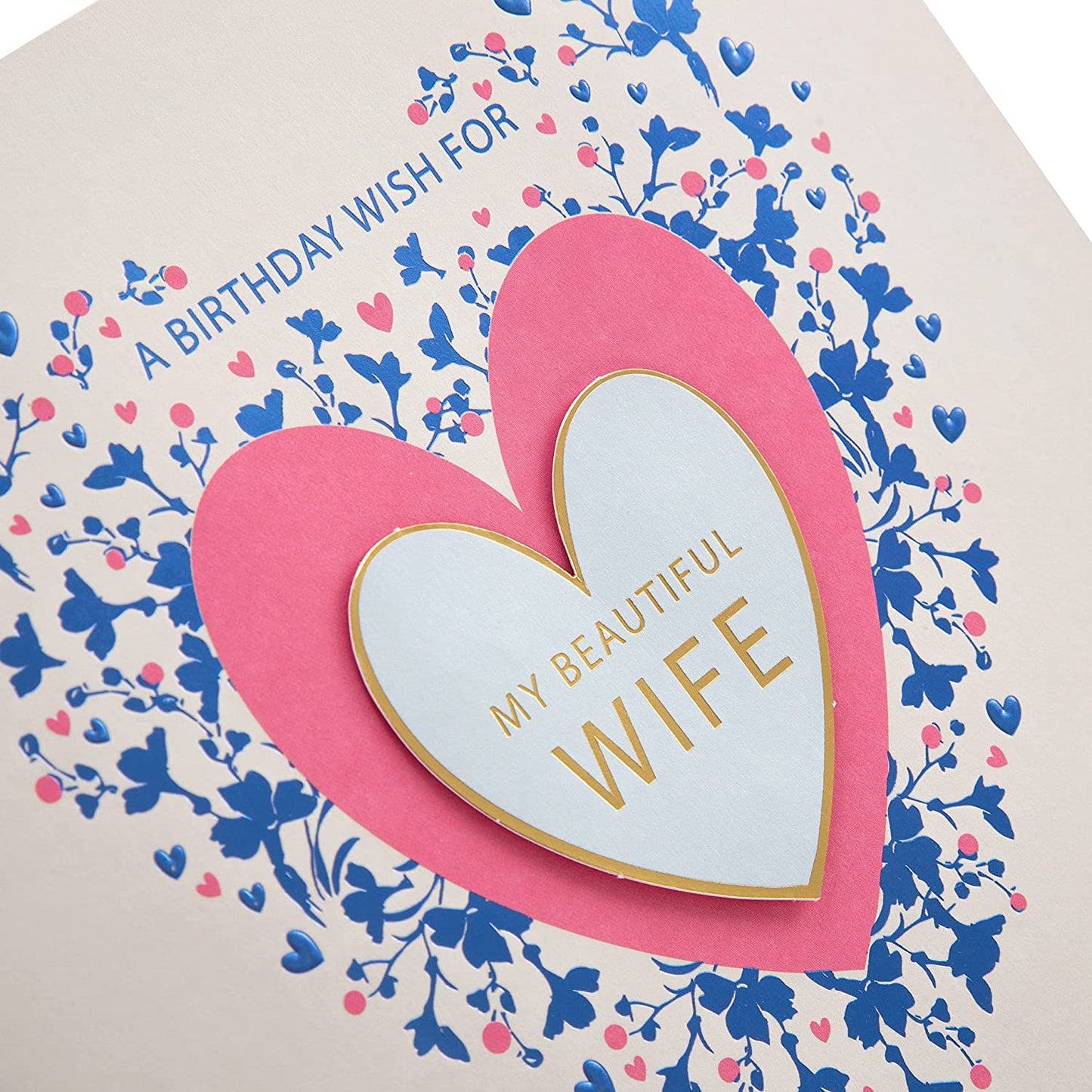 Contemporary Love Heart Design Large Birthday Card for Wife