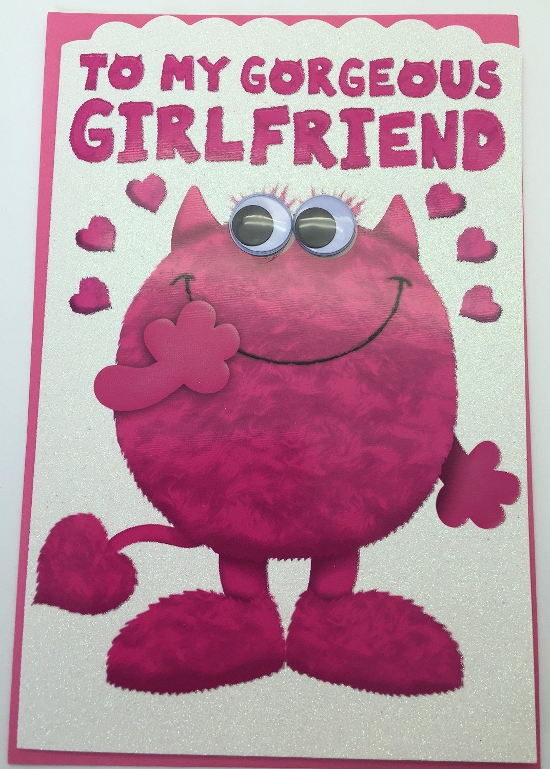 To Girlfriend Love Monster Wobbly Eyes Valentine's Day Card