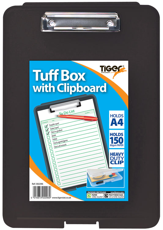 A4 Black Tuff Box Clipboard {PIO}