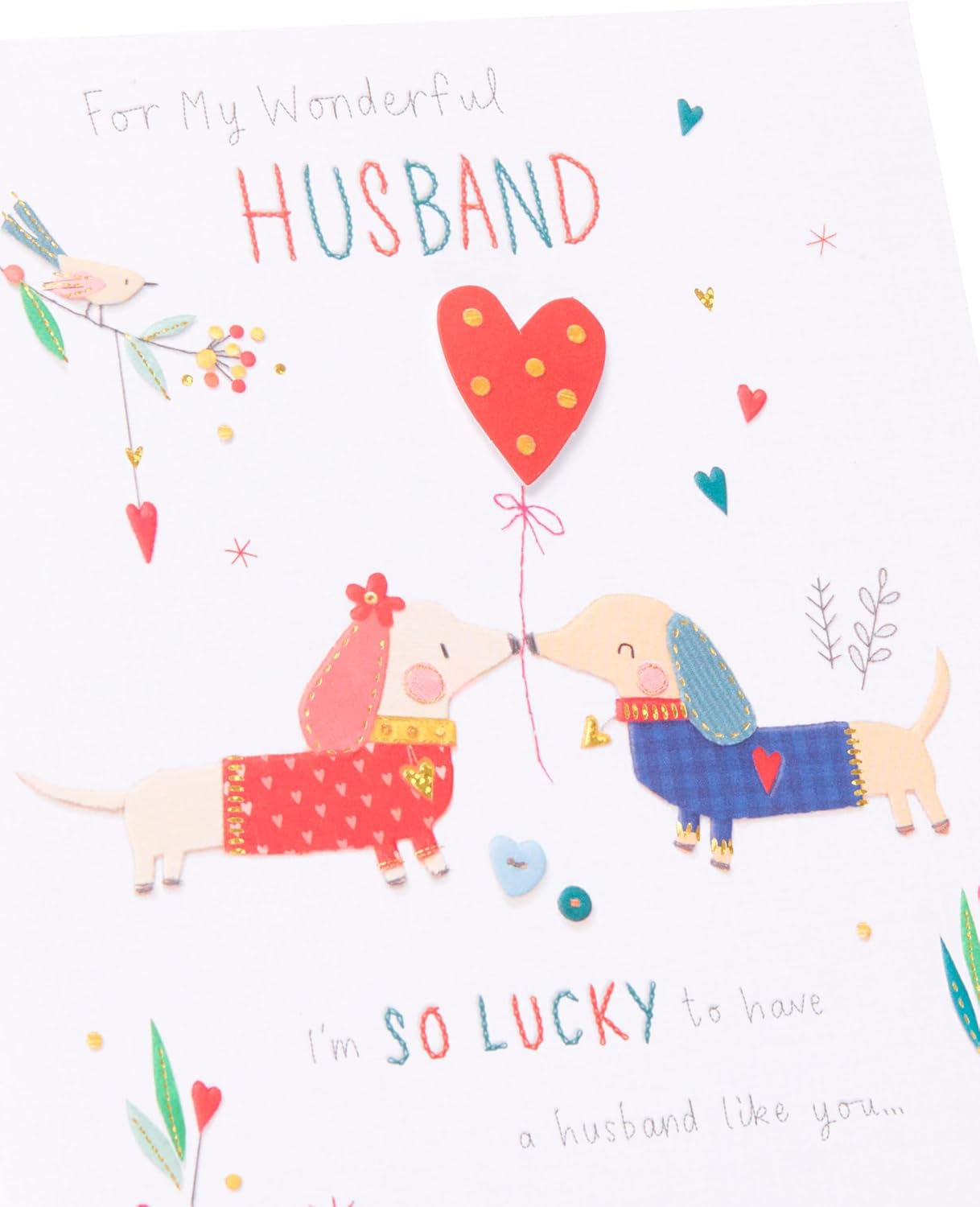 Lovely Dogs Design 3D Finish Husband Valentine's Day Card