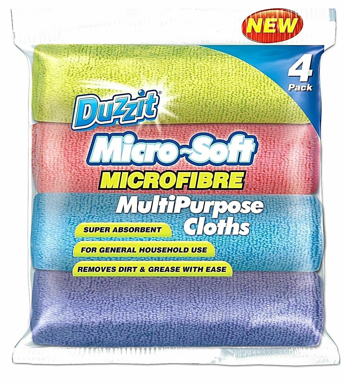 Pack of 4 Duzzit Microfibre Multipurpose Cloths